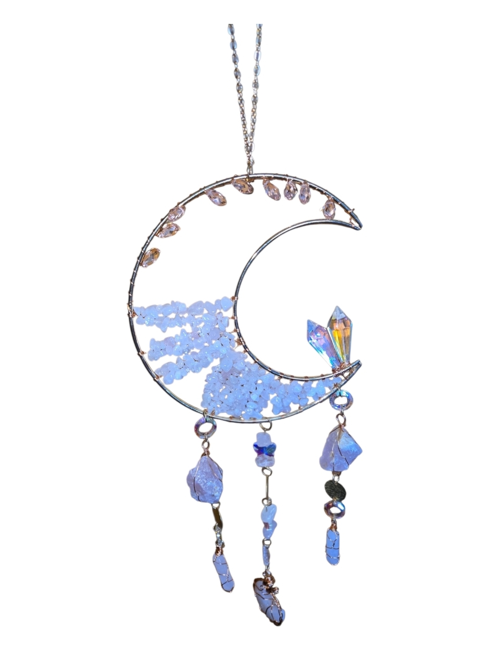 Rose Quartz Gemstone Suncatcher | Healing Crystal Window Prism Hand Crafted